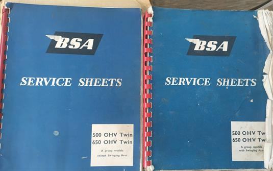 BSA service sheets 2 off