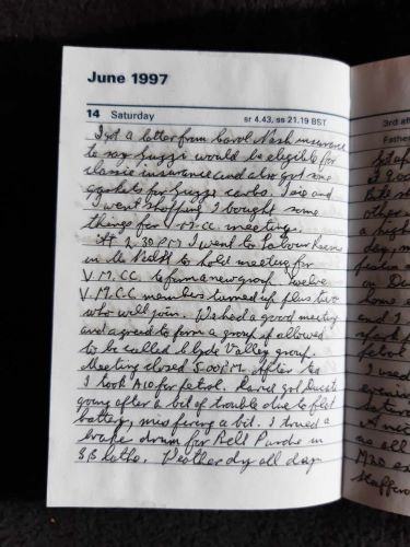 Extract from Reg's diary: